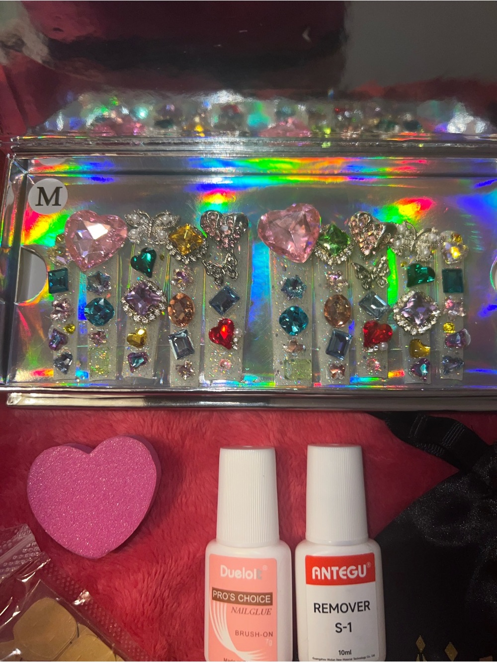 Kismizzle Beautiful Gemstone Handmade Acrylic Press On Nails Sz Med
